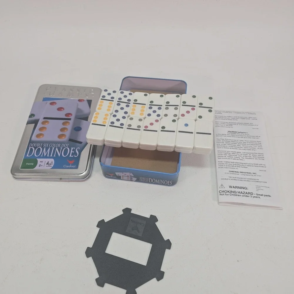 Jumbo Double Six Dominoes,  28  Size Color Dot Dominoes, White By Cardinal Nip